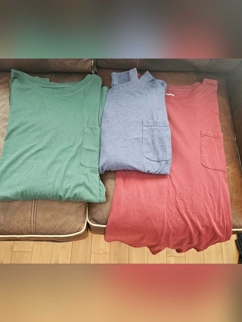Men's Pocket Tee - Green, Blue, Red
